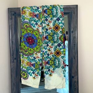 Johnny Was 100% Silk wide leg drawstring pants Excellent condition